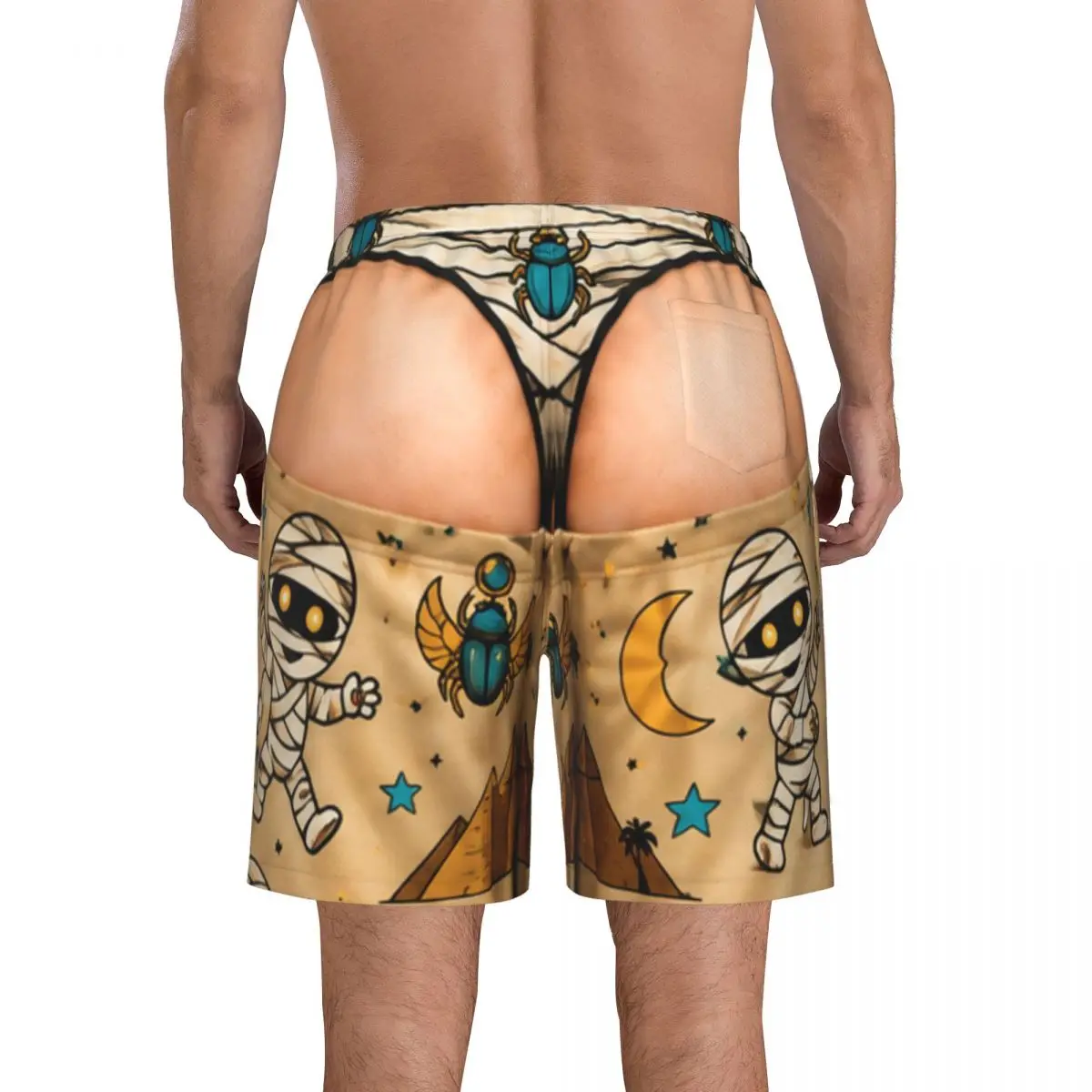 Funny Sexy Halloween Spider Web Spooky Gothic Raven Witchy Zombie Pumpkin Men's Swim Trunks Quick Dry Beach Shorts for Holiday