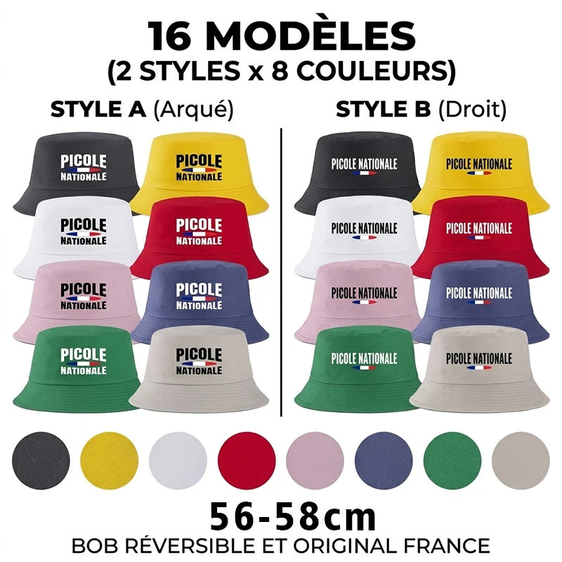 Chapéu Bucket Picole Nationale Estilo Humor Francês 16 Modelos Unissex Reversível Boné de Sol Bob Original Presente Festa Apéro Homens Mulheres 2026