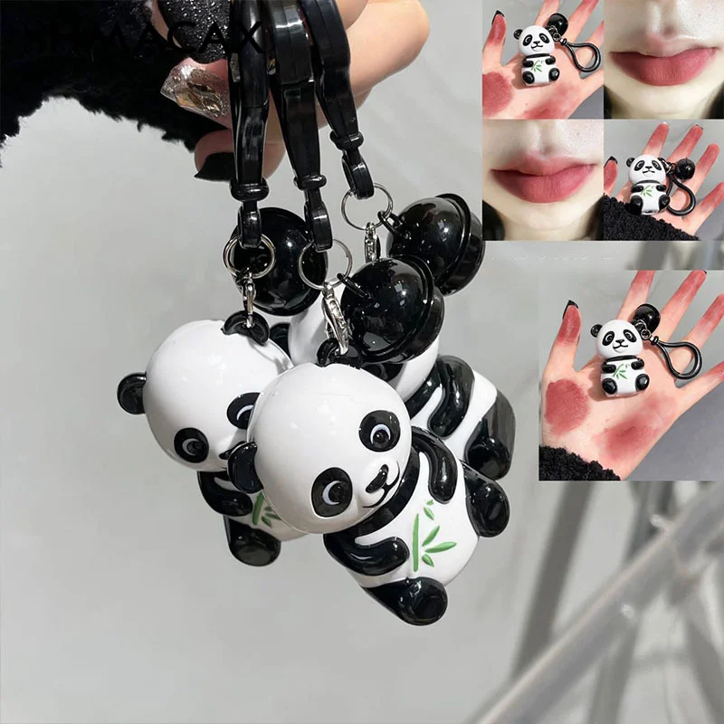 Velvet Matte Red Lip Gloss Lipstick Moisturizing Long Lasting Makeup Panda Keychain Lip Glaze Mud Sexy Lip Tint Korean Cosmetics