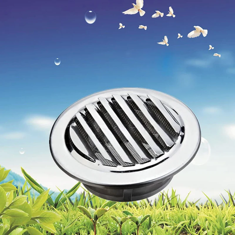 Stainless Steel Air Cap Flat Hood Exhaust Pipe External Wall Ventilation Exhaust Vent Outdoor Windshield Outlet