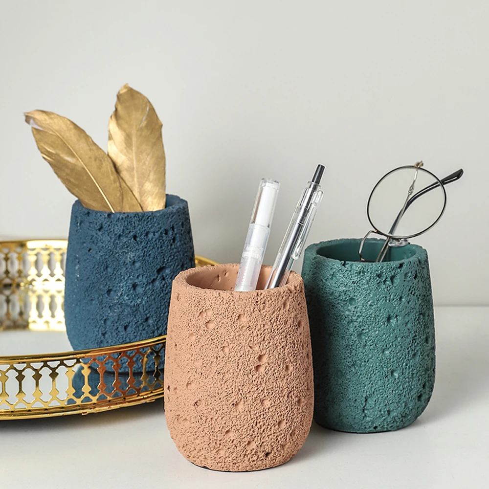 

Concrete Pen holder Silicone Mold Lunar surface Design Cement Flowerpot Vase Home decoration Plaster Silicone molds