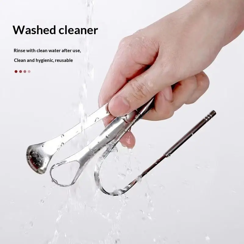 Stainless Steel Tongue Scraper Set Reusable Metal Tongue Cleaner For Oral Hygiene, Fresh Breath Tongue Scraper For Adults