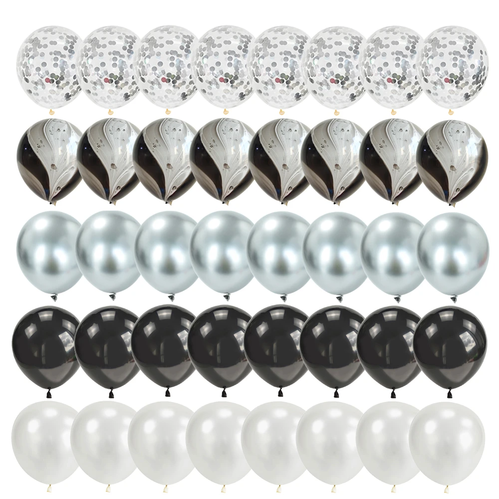 40 stücke 10 Zoll Schwarz gold Latex Ballon Konfetti Marmor Makronen Ballon Hochzeit Geburtstags feier Dekoration Baby party Luftballons – Detail 11