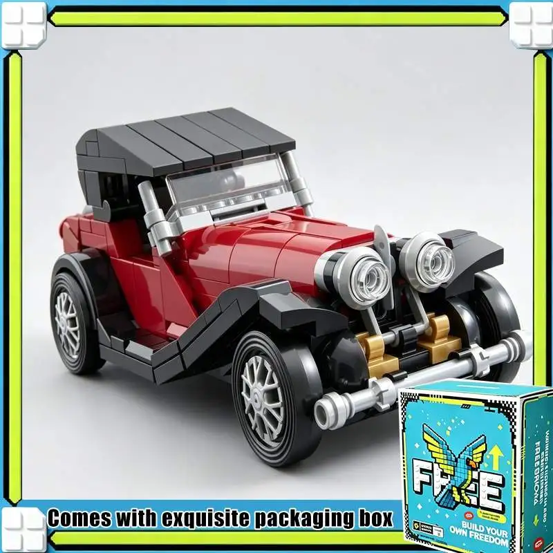290PCS MOC Classic 1935 Vintage Roadster Car Model Custom Puzzle DIY Creative Assembly Blocks Toy Gift Home Decoration Display