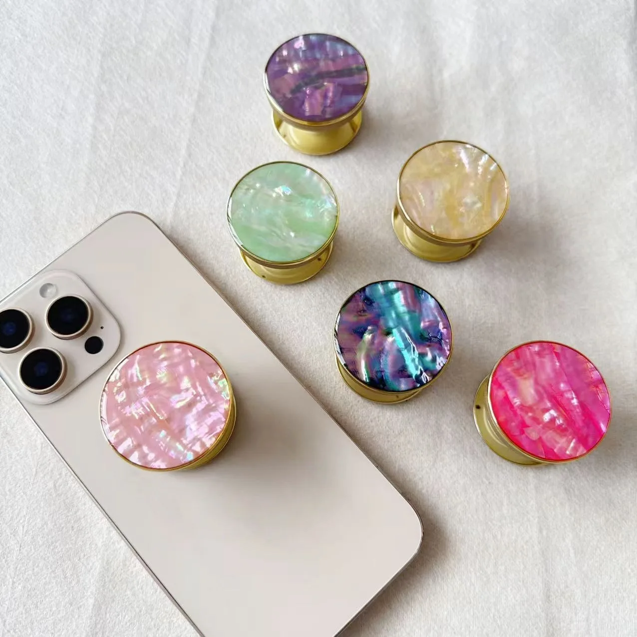 

Корпус с золотой золотой каймой, перламутровая капля, клей, держатель для телефона, подушка безопасности, выдвижной клей, настольная подставка для телефона