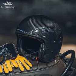 Caschi Moto Open Face ultraleggeri in fibra di carbonio approvati DOT 3/4 mezzo casco moto ciclomotore quattro stagioni capacetes de Moto