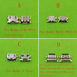50pcs USB Charging Port For Xiaomi 8 Lite/A3/C3 Redmi 6A 9A 9C 7A/Note 11 10 7 8 8T 9S 9 Pro/K20 K30 K40 Charger Connector Dock