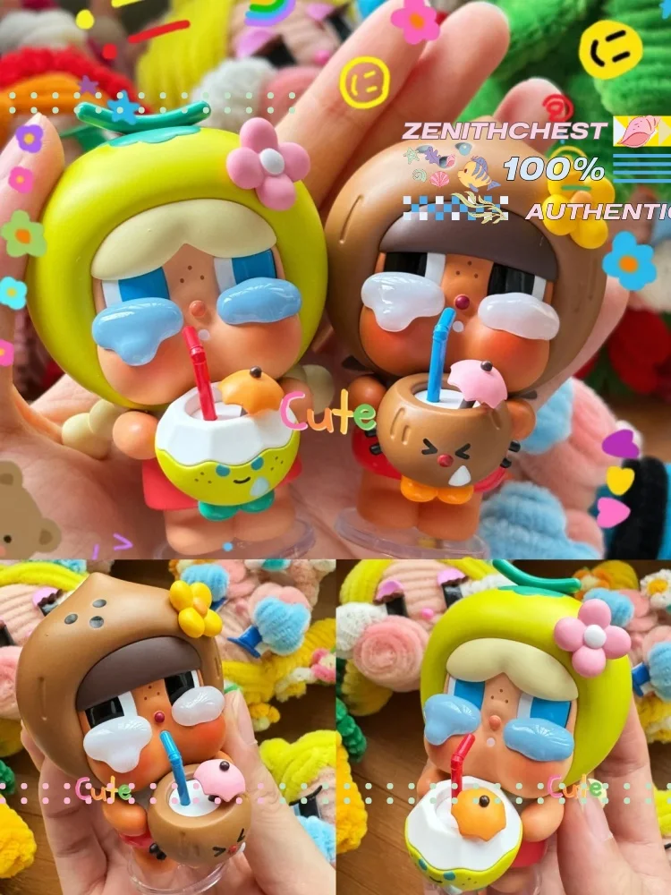 POPMART Crybaby Coconut Green Handheld Hang Card And Crybaby Coconut King Handheld Hang Card Intersting Action Doll