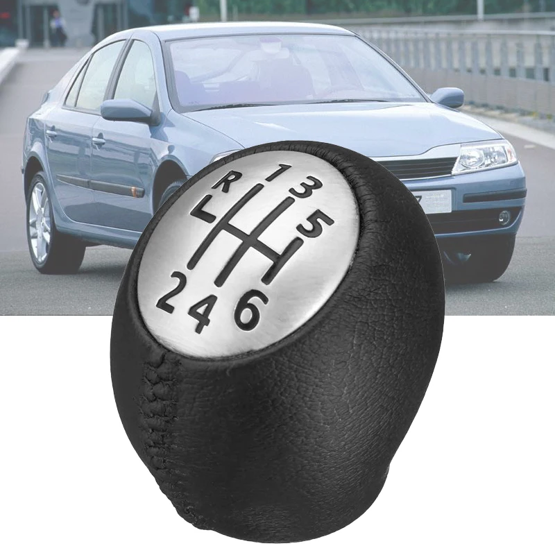 Gear Shift Knob For Renault Laguna II MK2 Stick  Lever Pen 6 Speed Pu Leather Black 2004 2005 2006 2007 Handball Replacement