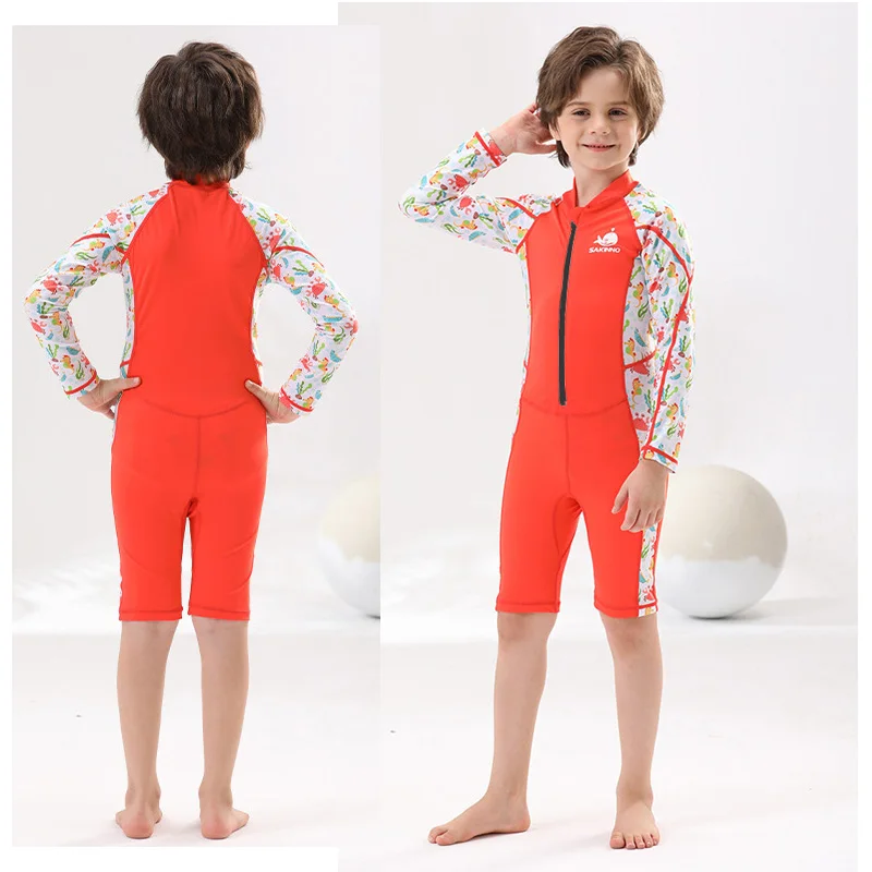 Kid's Toddler Rash Guard Full Body Swimwear Boys&Girls One Piece Swimsuit Long-Sleeve Water Sports Rash Guard Sunsuit Sets 2-8Y