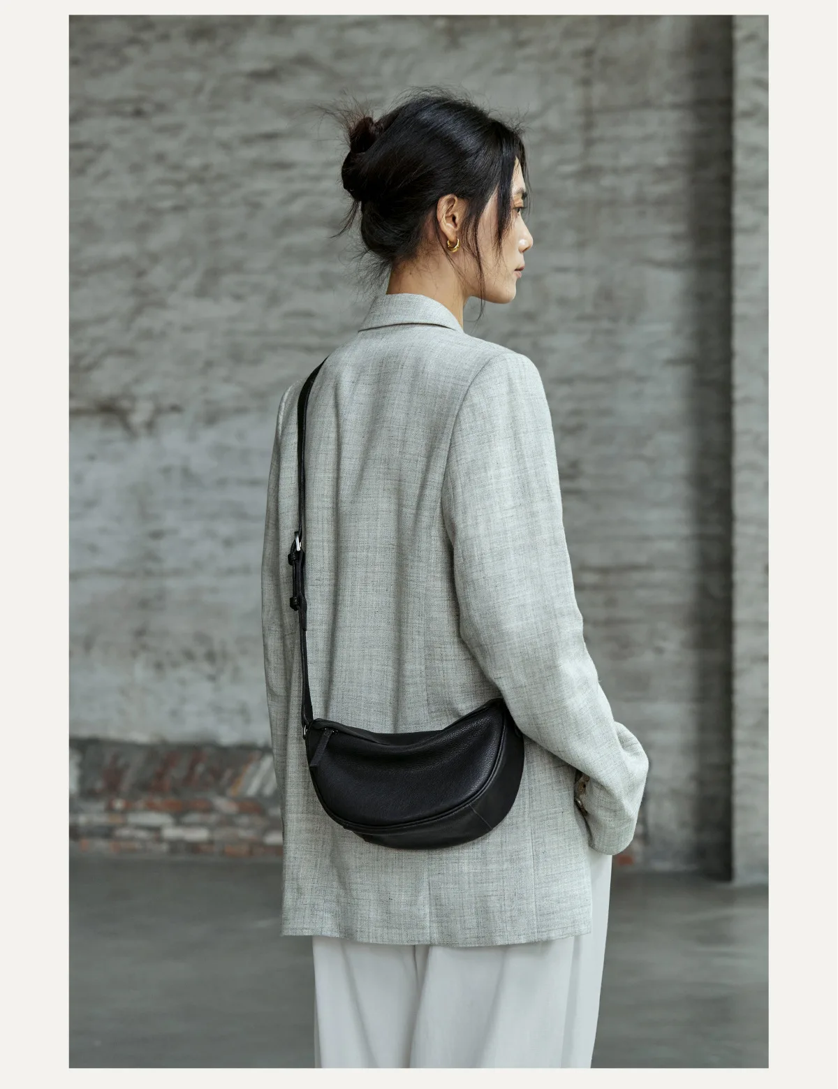 Leather Casual Crescent Bag Vintage Genuine Leather Bag Minimalist Versatile Shoulder Crossbody Bag for Women