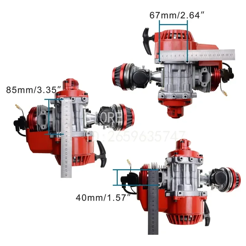 for Motorcycle Modified Engine Red with Pull Starter Carburetor Filter Replacement 2 Stroke