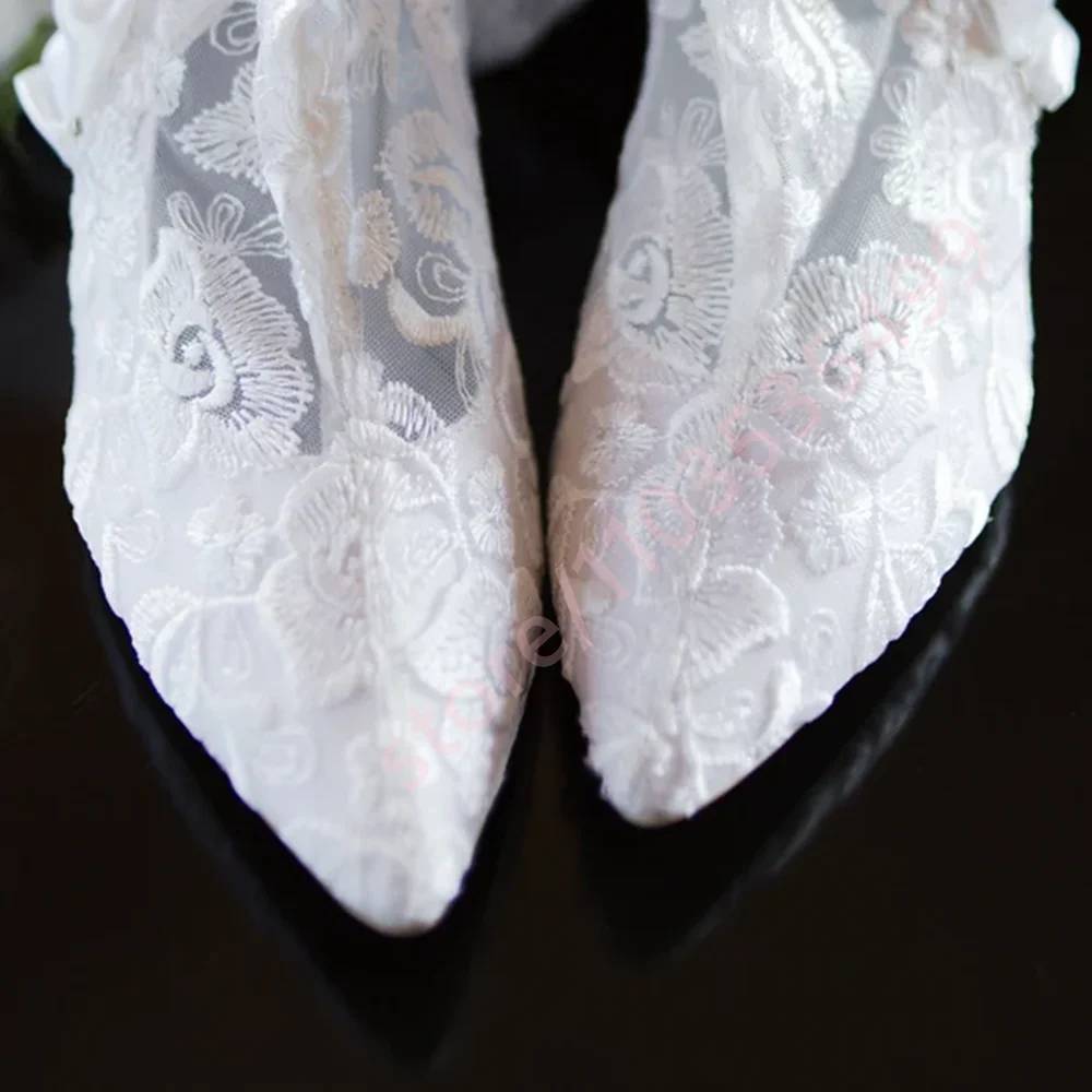 

2026 New White Lace-Up Over-The-Knee Boots Romantic Bow Tie Bridal Stiletto Heels Elegant Women Wedding Party Princess Boots