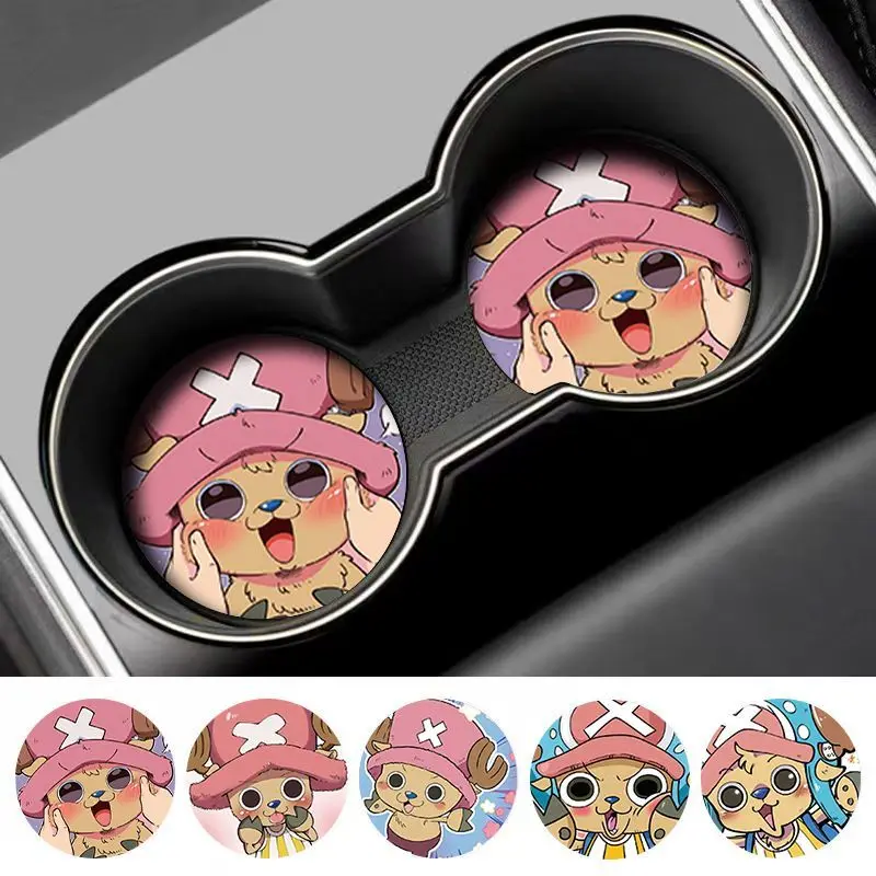 New creative One Piece soda cup coaster, high-value, stylish, high-temperature resistant, cute tomyChopper cartoon car cup mat view 2