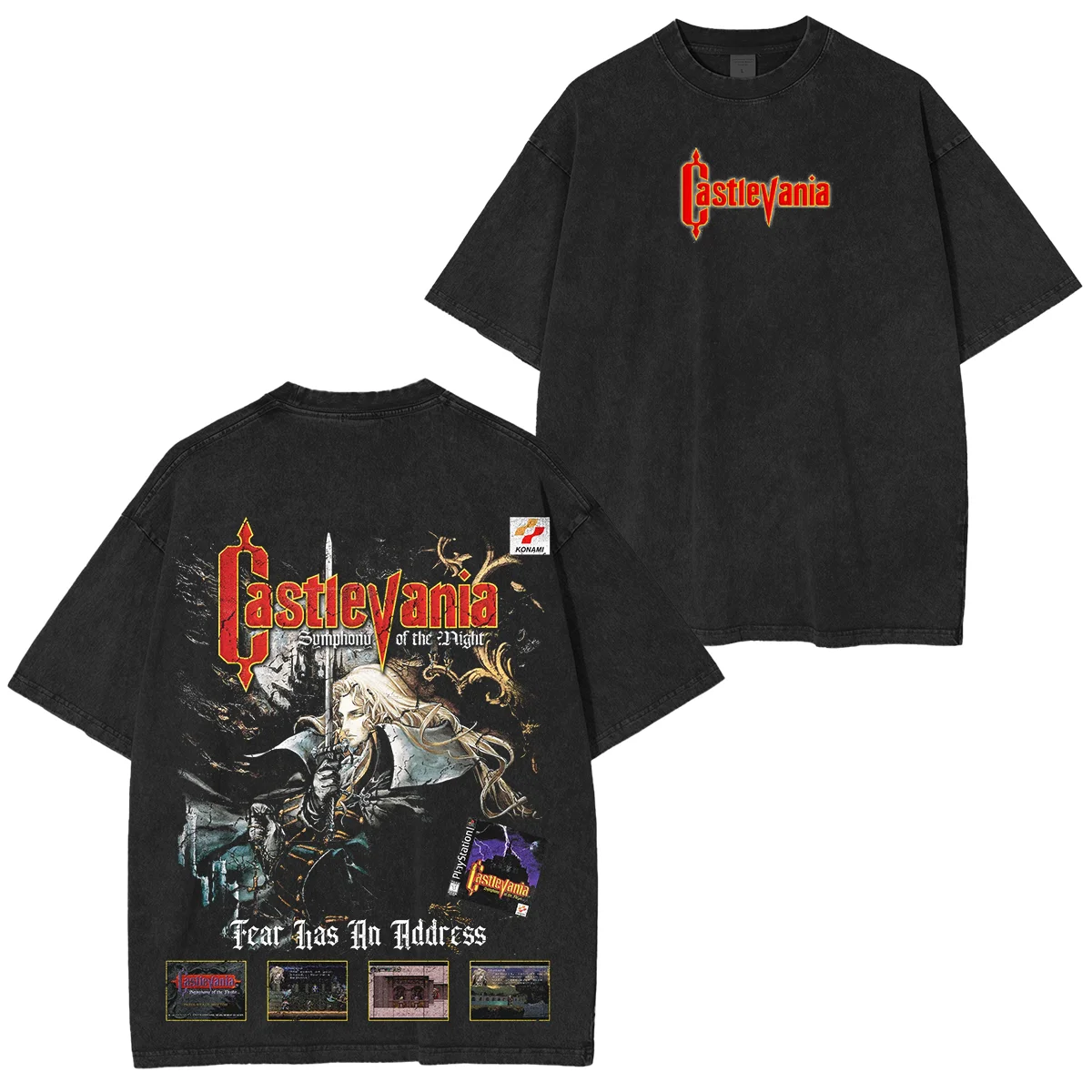 Castlevania Symphony of The Night T-Shirt Washed Men Women Oversized Streetwear Short Sleeve Heavyweight Female Male Clothing