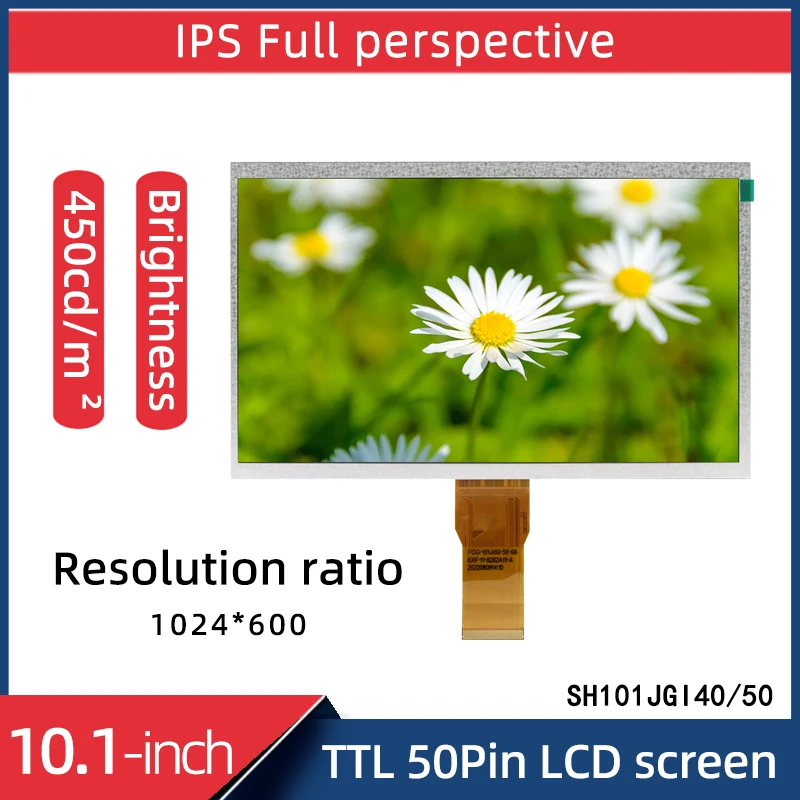 10.1-inch TTL50P 1024 * 600 LCD screen SH101JGI40 compatible SH101JGI50 with high brightness 450cd/m ² display screen