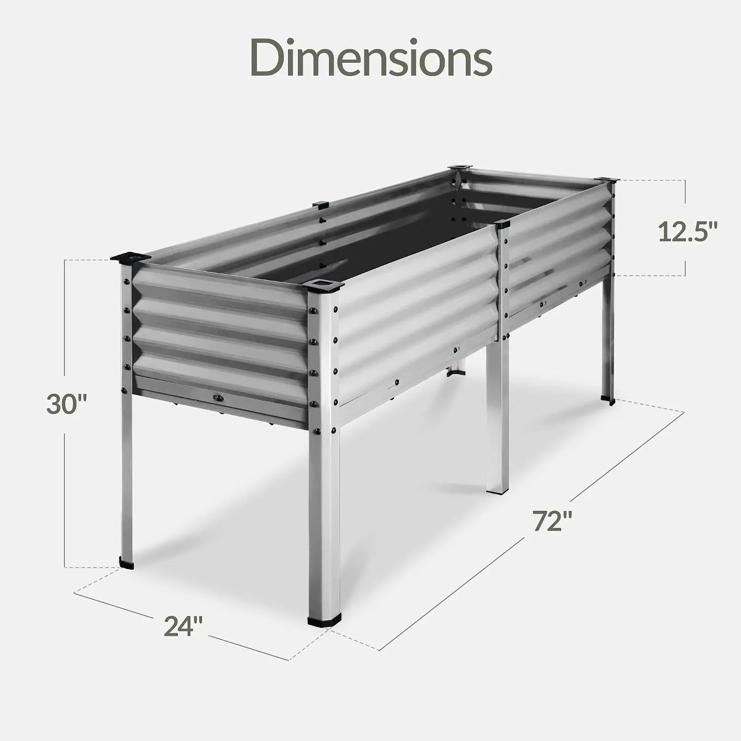 72x24x30in Galvanized Raised Garden Bed Metal Elevated Planter Box for Vegetable Growing, 100% Safe Material, Customized