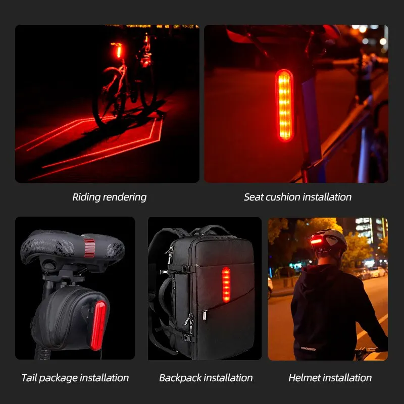 X-TigerBike Tail Light Smart With Memory Rechargeable LED Laser Riding Double Bracket with Brake Sensor Riding Accessories