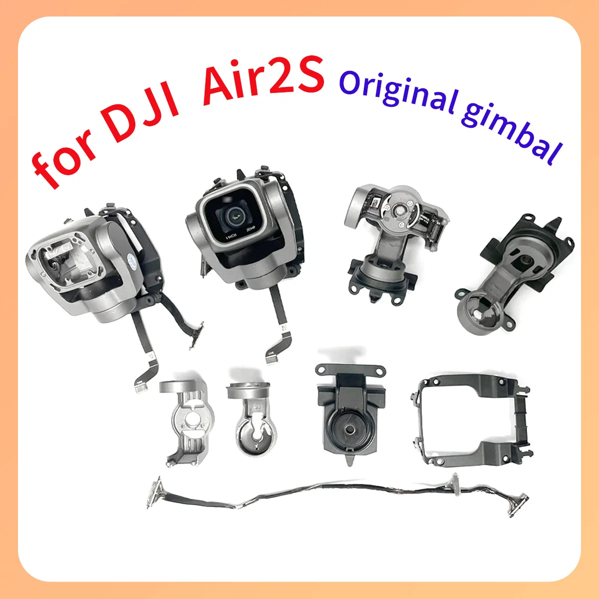 

Original Air2s Gimbal Shaft Assembly, Lens, Camera Shock Absorber, Upper Lower Brackets, Cable, Y Cable, UV Coil for DJI AIr2s