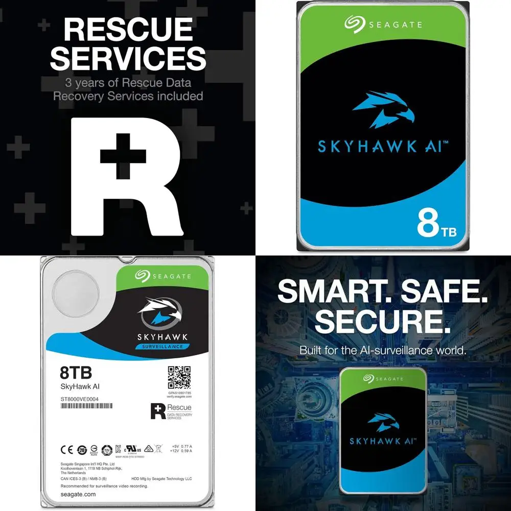 

Внутренний жесткий диск Skyhawk AI 8 ТБ для систем видеонаблюдения – 3,5 дюйма, SATA 6 Гбит/с, кэш 256 МБ + управление состоянием диска и 3 года восстановления