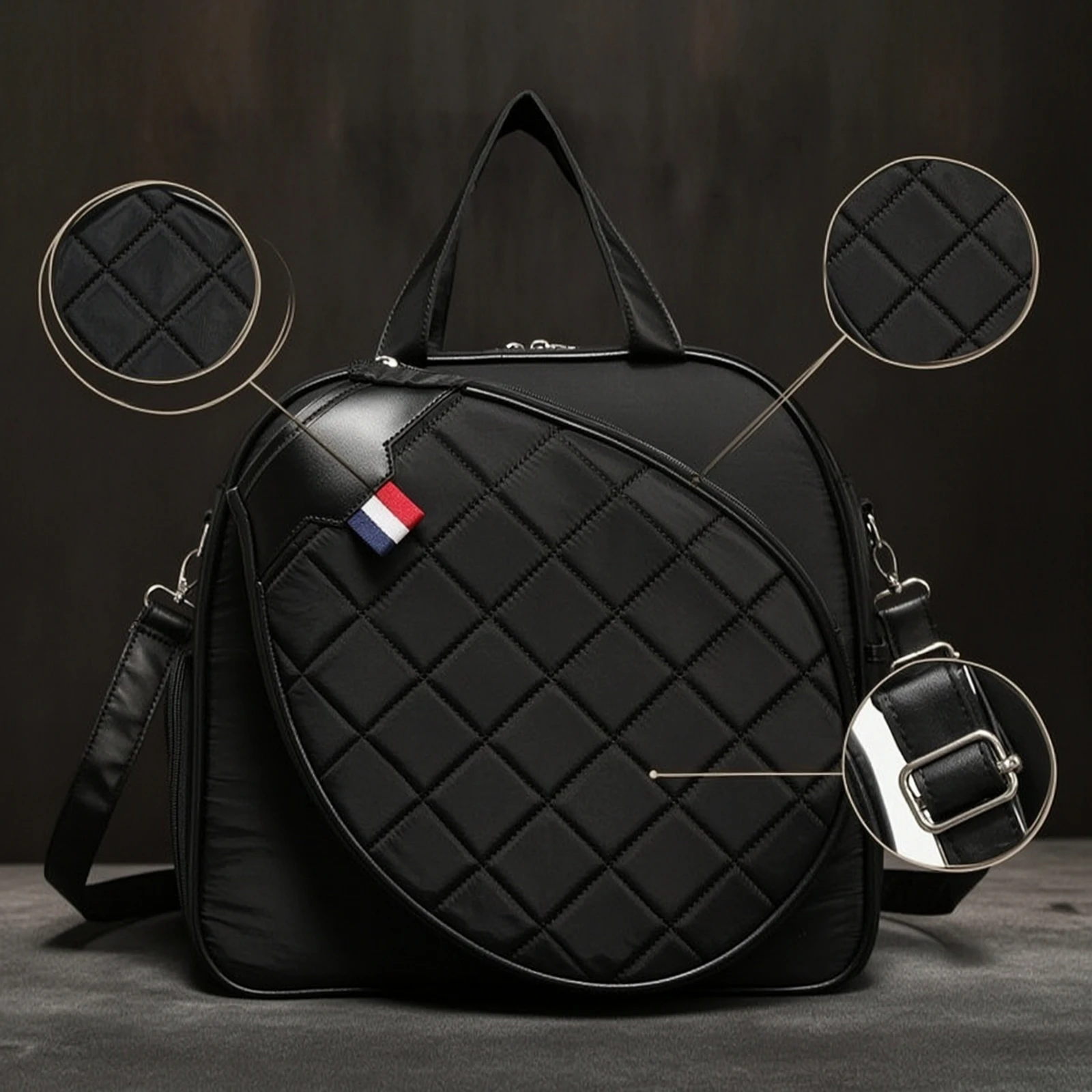 Square Racket Bag Sturdy Racket Bag with Shoulder Strap Soft-Sided Separate for Badminton Players, Sports Training