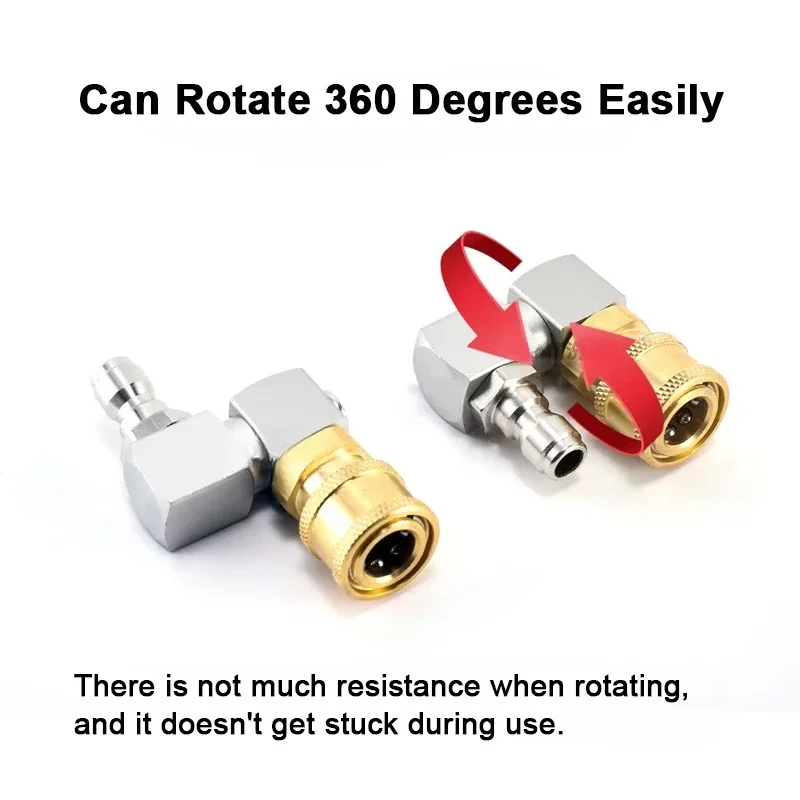 360 °   Поворотный адаптер для мойки высокого давления — латунное быстроразъемное соединение 1/4 дюйма с 5 насадками для многоугольной очистки