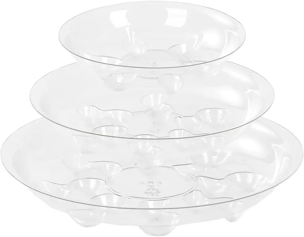 

15 Pack Assorted Sizes 6 8 10 Inch Clear Thick Plastic Heavy Duty Sturdy Plant Saucer Drip Trays for pots, 5 Pieces of E