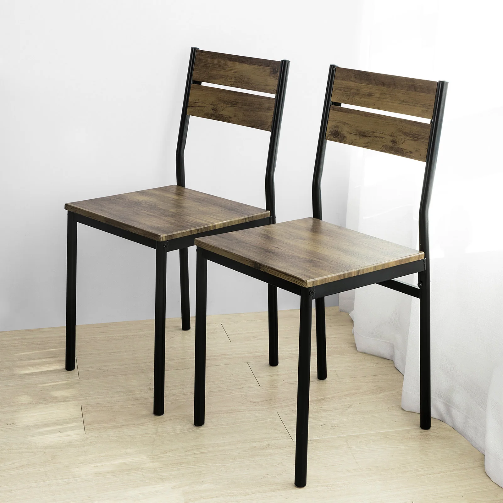 SoBuy FST72-Nx4 4er Set Esszimmerhocker, Küche, Restaurant Esszimmerstuhl Hocker Holzstuhl mit Rückenlehne 39x42x82 cm – Detail 7