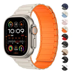 Magnetic Strap For Apple Watch Ultra 2 49mm 44mm 45mm 38mm 42mm 41mm belt Silicone Bracelet iWatch Series 8 7 6 5 9 Se 40mm band