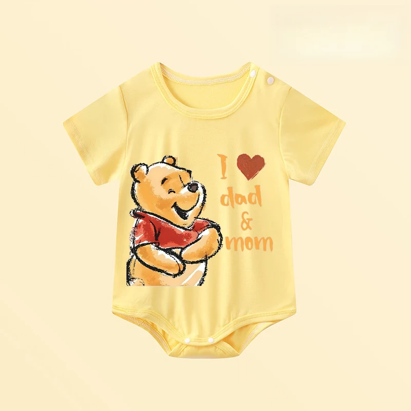 

Disney Winnie The Pooh Children's and Baby Tight-fitting Dress "I Love Mom and Dad" Cartoon Print Loose and Comfortable Top