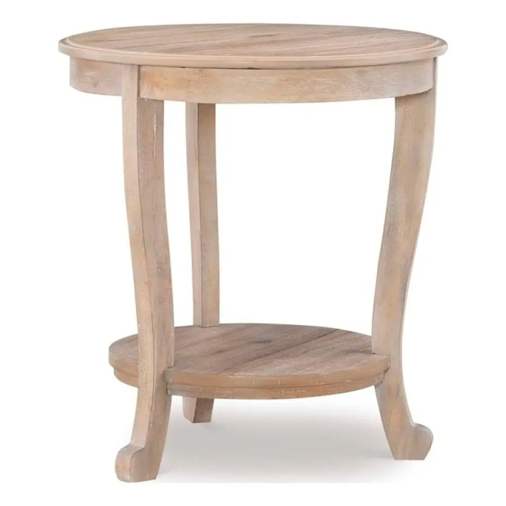 Round Wood Side Table Shelf 22