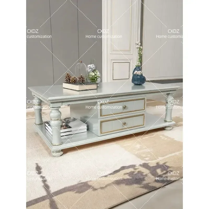 Modern Solid Wood Coffee Table and TV Cabinet Combo Light Luxury Storage Unit for Living Room Furniture Simple Design