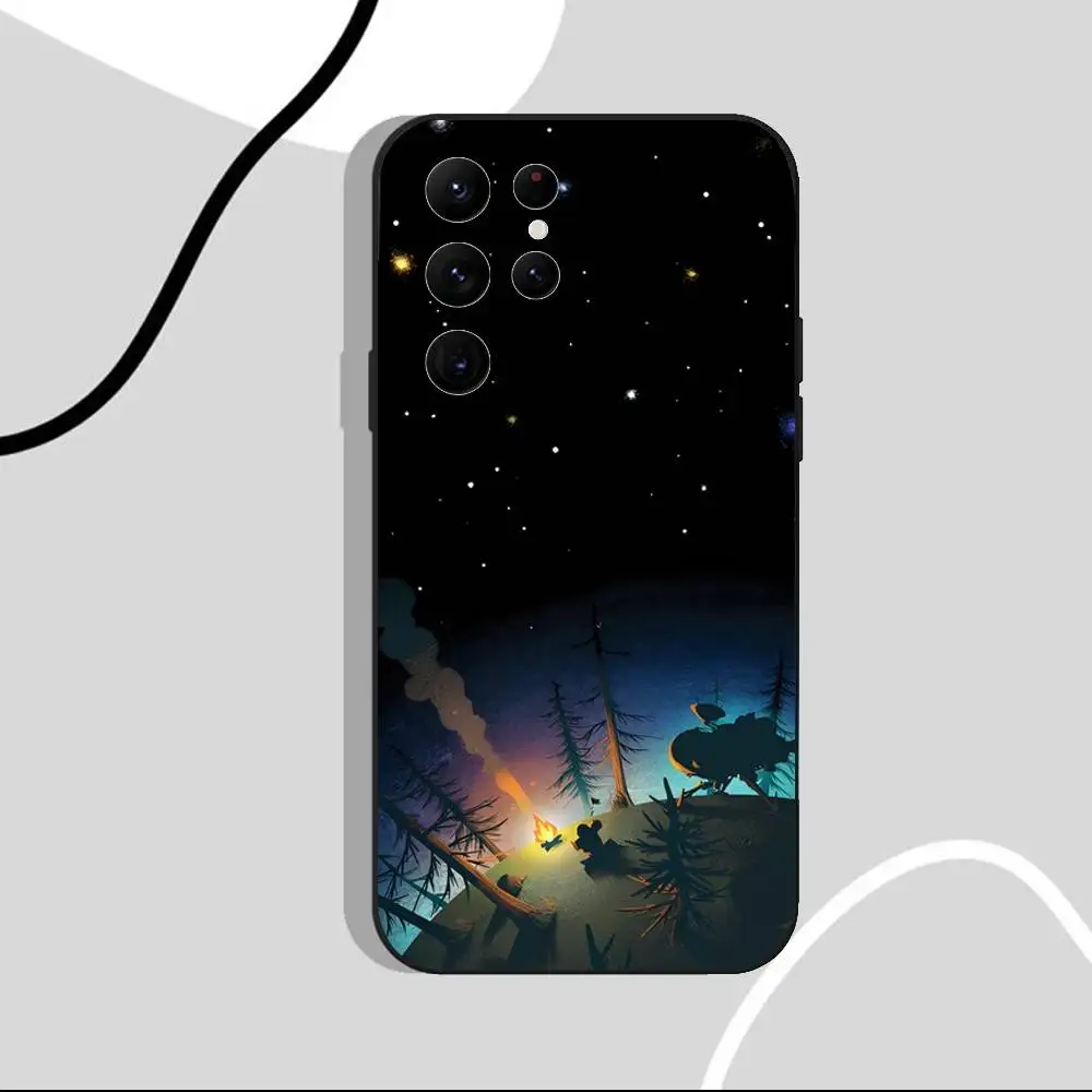 حافظة هاتف Game Outer Wilds لهاتف Samsung S25، S24 Ultra، S20، S30 plus، S22 Plus، S23، Ultra 5G غلاف أسود من السيليكون