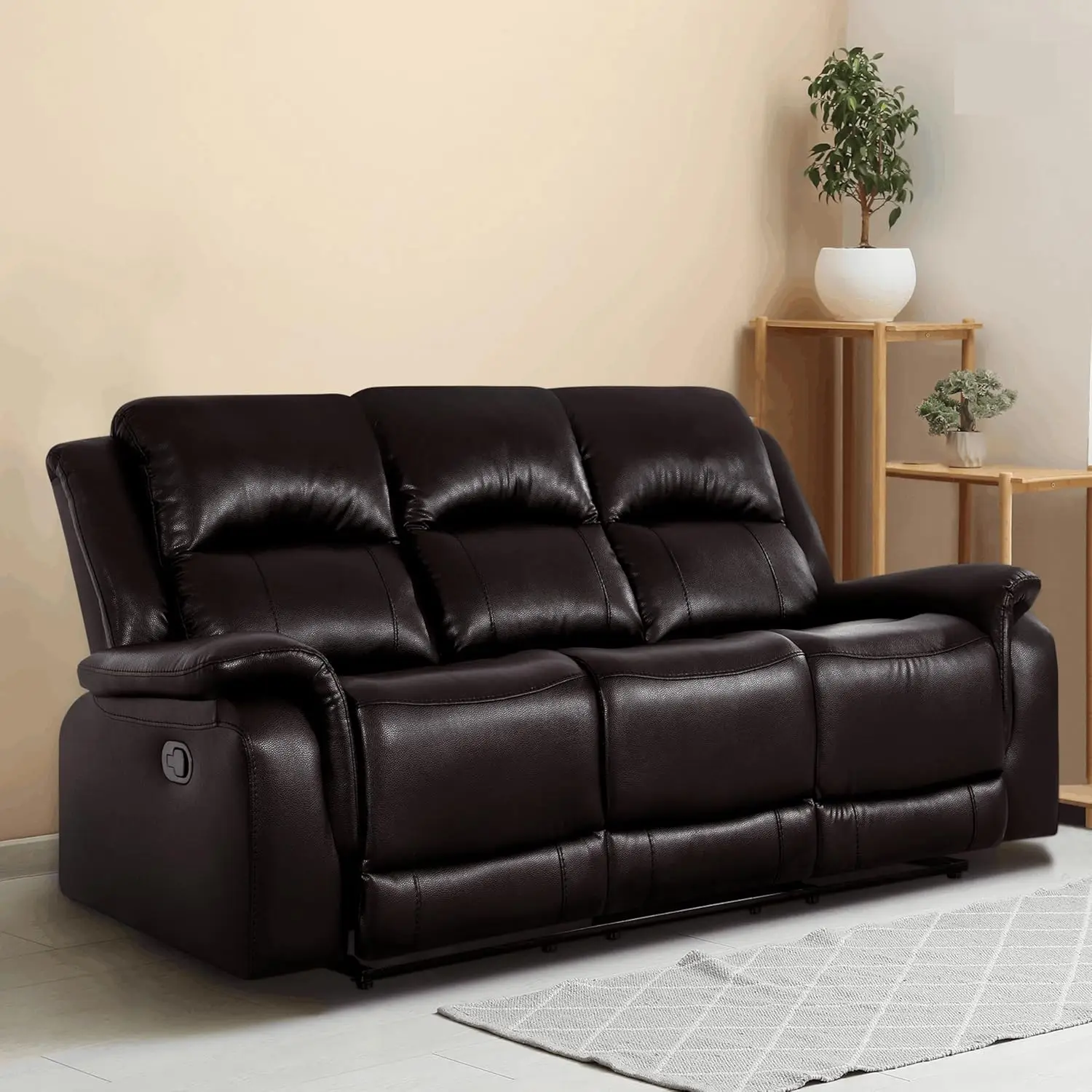 

Katie Black Faux Leather Oversized Sofa, Ultimate Comfort for Home Theater & Luxe Lounging, Plush Cushioning, Easy, Customized