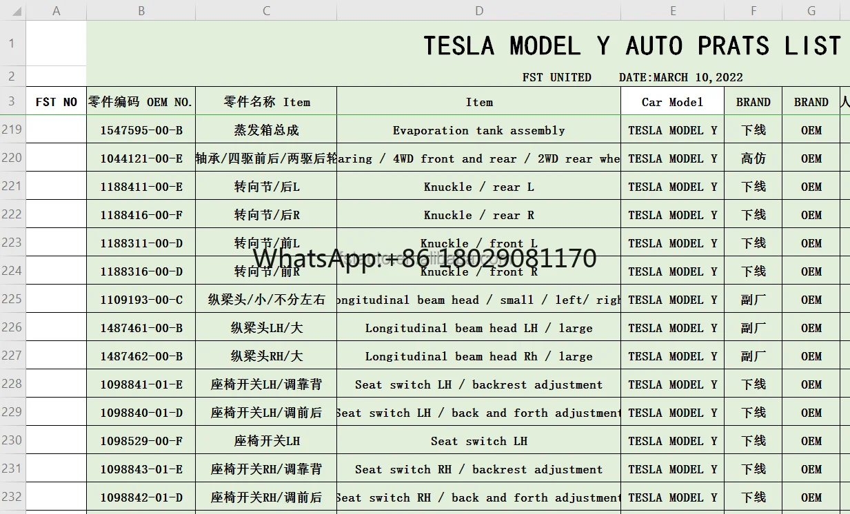 Puerta delantera derecha 1081420-E0-C para Tesla modelo 3, FST-TS-1287, más de 1000 artículos