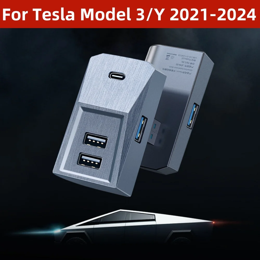 

Glove Box USB Hub for Tesla Model 3/Y 2021-2024, for Dash Cam Games Music Charger Control Karaoke Docking Station Accessories