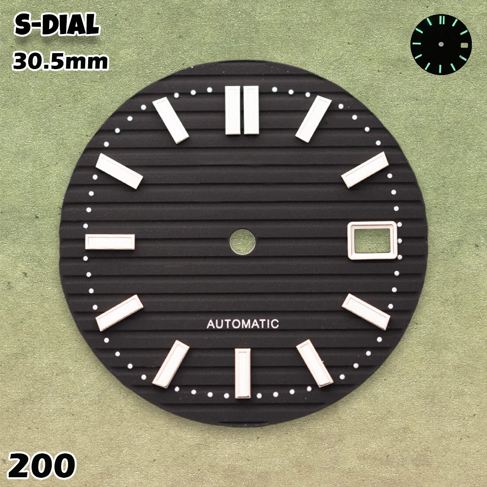 30.5mm NG S Logo Nautilus black Dial Green Luminous NH35/NH36 Movement High-Quality Watch Modification Accessories repair parts