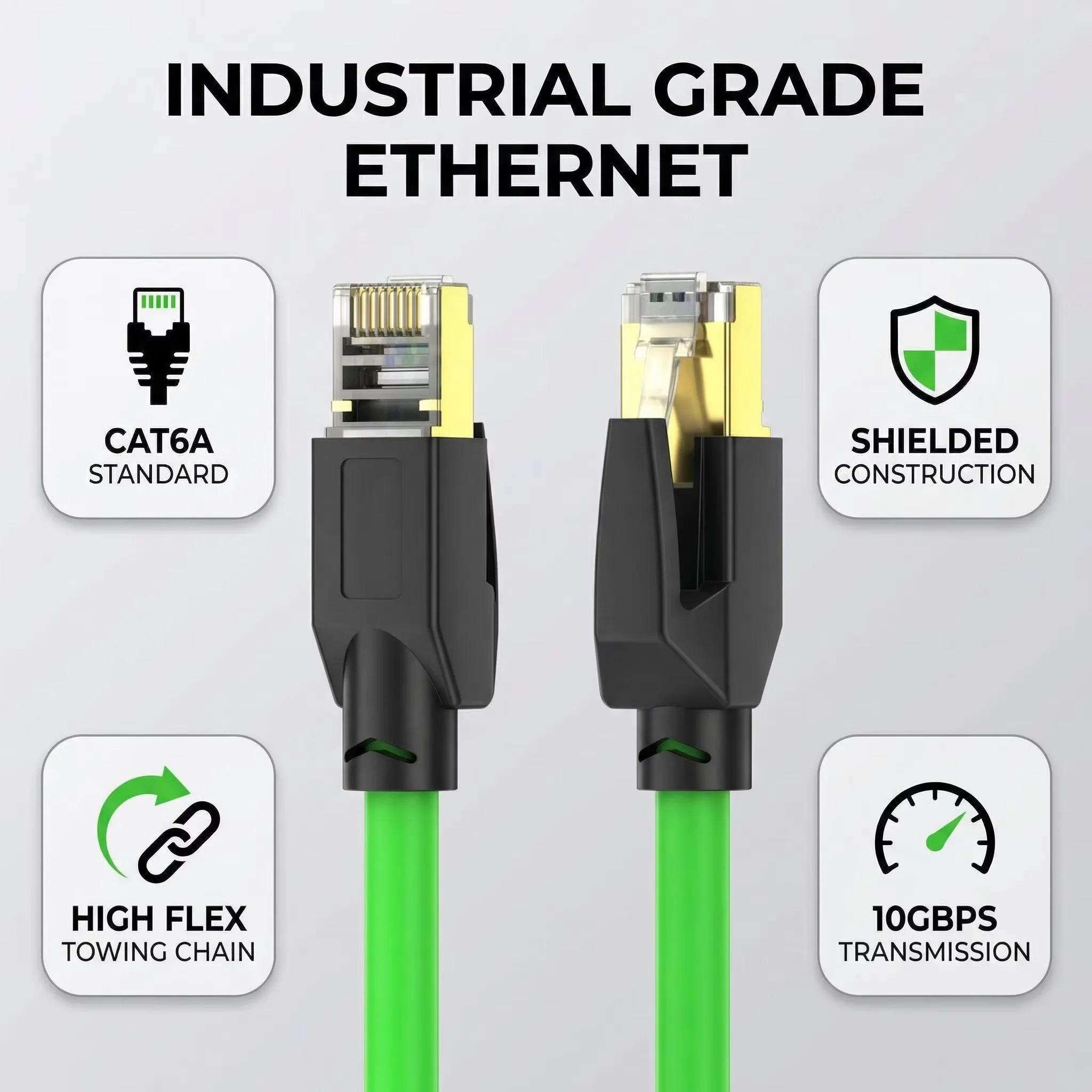 Green CAT6A Industrial Network Cable Servo High Flexible Profinet 8Pin RJ45 Extension Wire Shield Router Cable Anti-interference