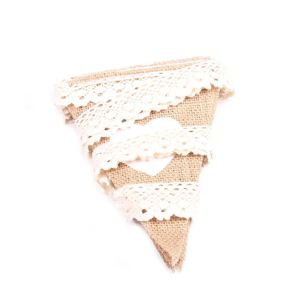 

Burlap Pennant Banner 3M Rustic Jute Wedding Celebration Garland Hessian Bunting Burlap Banner Flags