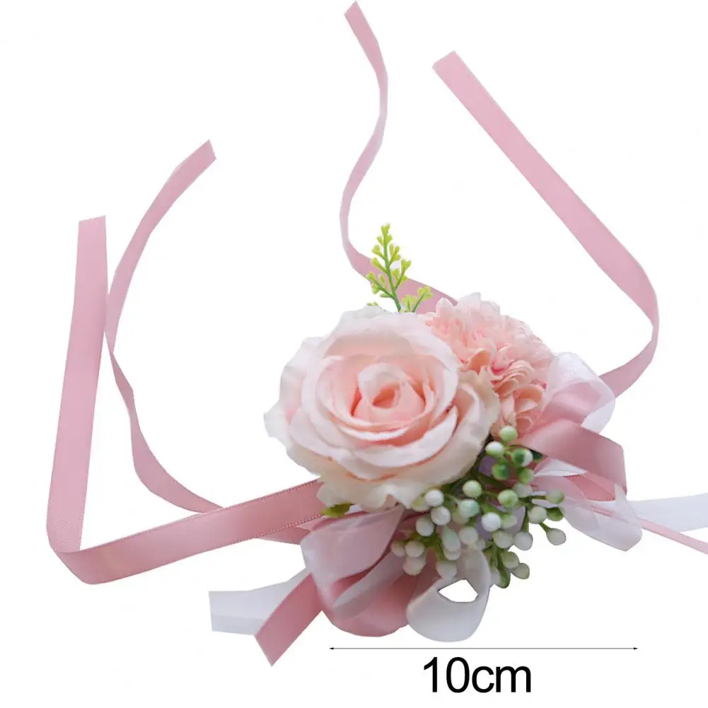 Wrist Flower Non-Fading Multi-color Decorate Wedding Corsage Bracelet Elegant Bride Groom Fake Wrist Corsage for Party