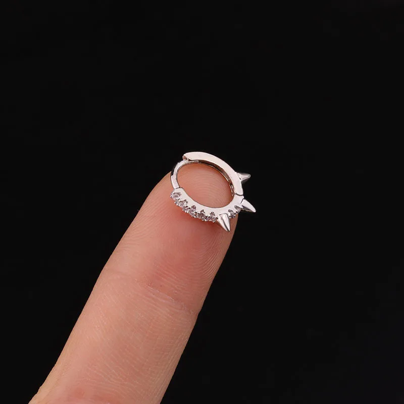 Shiny Zircon Paved Closed Circle Ear Cartilage Piercing Earring Gold Color Copper Hoop Cuff Jewelry Wholesale