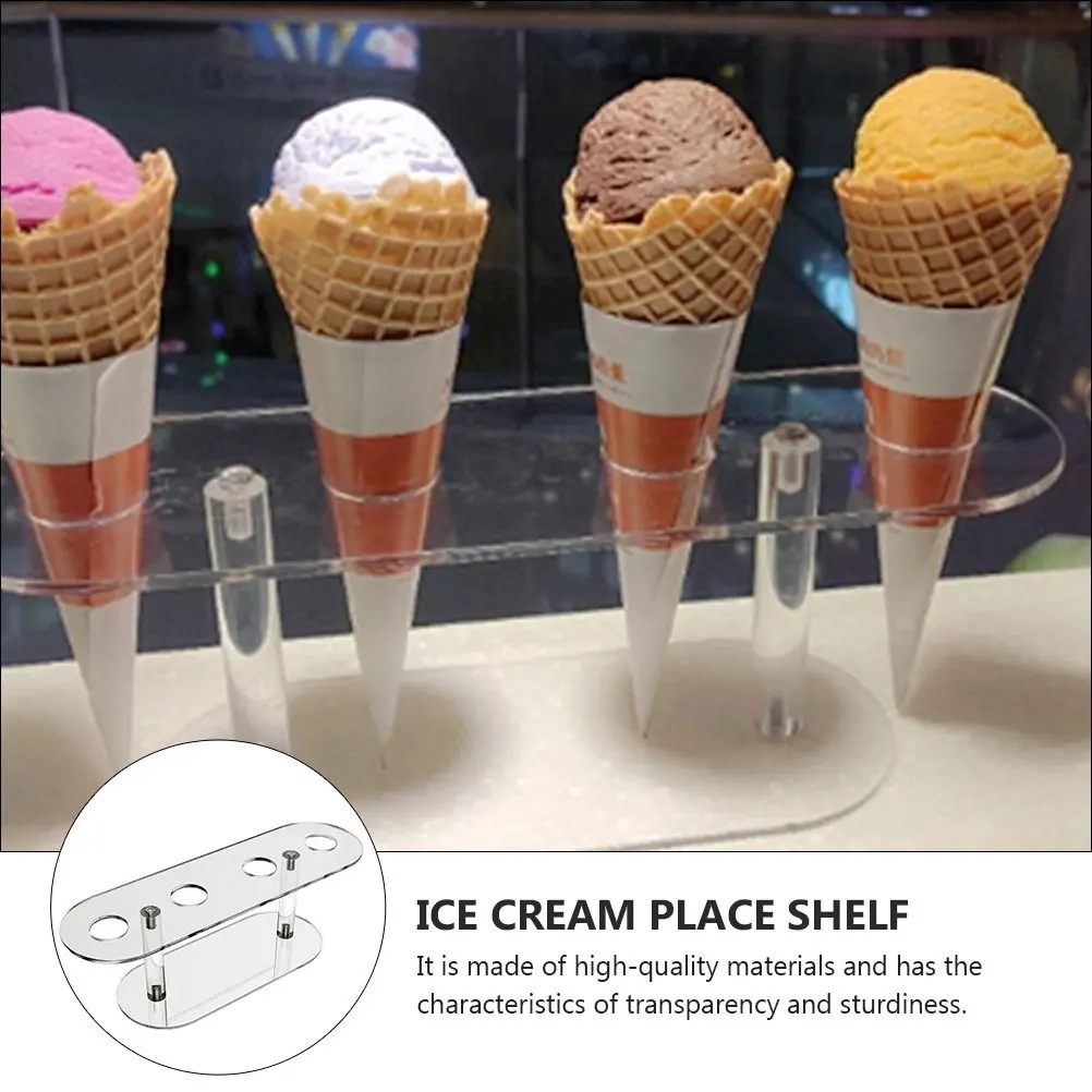 1Pcs Ice Cream Cone Display Rack Acrylic 4-Slot Holder Stable Cone Display Stand Suitable for Birthday Christmas Parties Outdoor