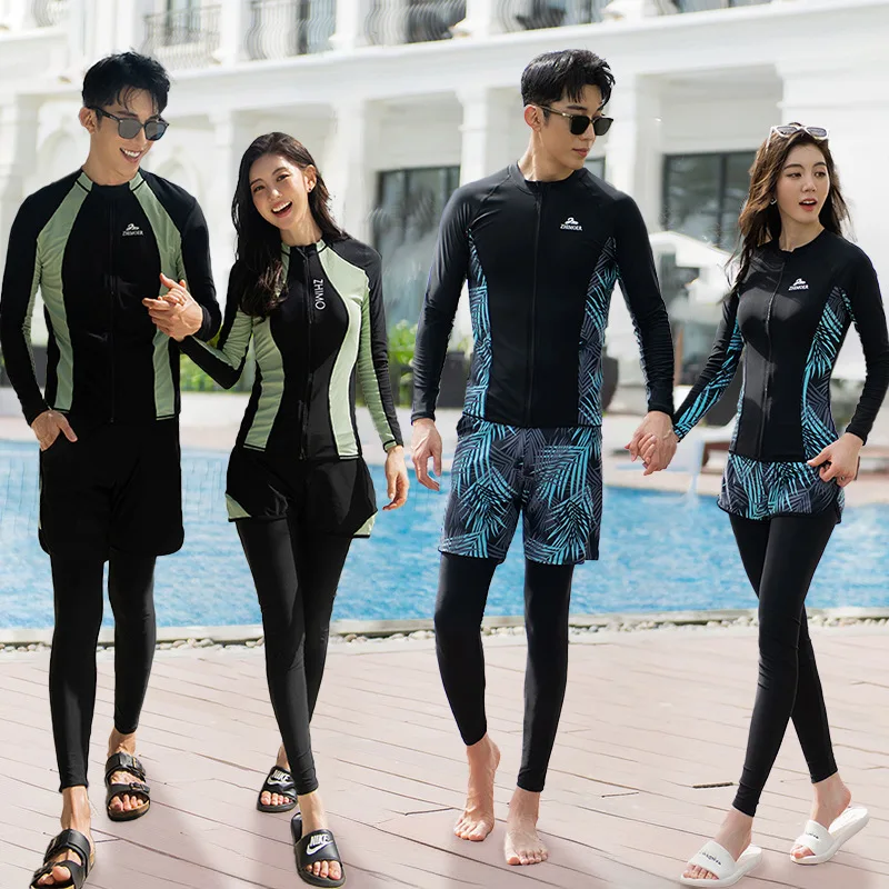 Men Women's Diving Clothing Quick Dry Swimming Suit Snorkeling Surfing Wetsuit Zipper Long Sleeve Diving 3pcs Suit 5pcs Suit