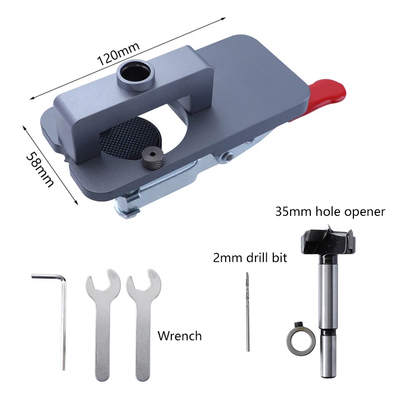 Imagem -06 - Dobradiça Chato Jig Kit Abridor de Furos Modelo Perfurador Localizador Gabinete Móveis Perfuração Ferramentas para Trabalhar Madeira 35 mm