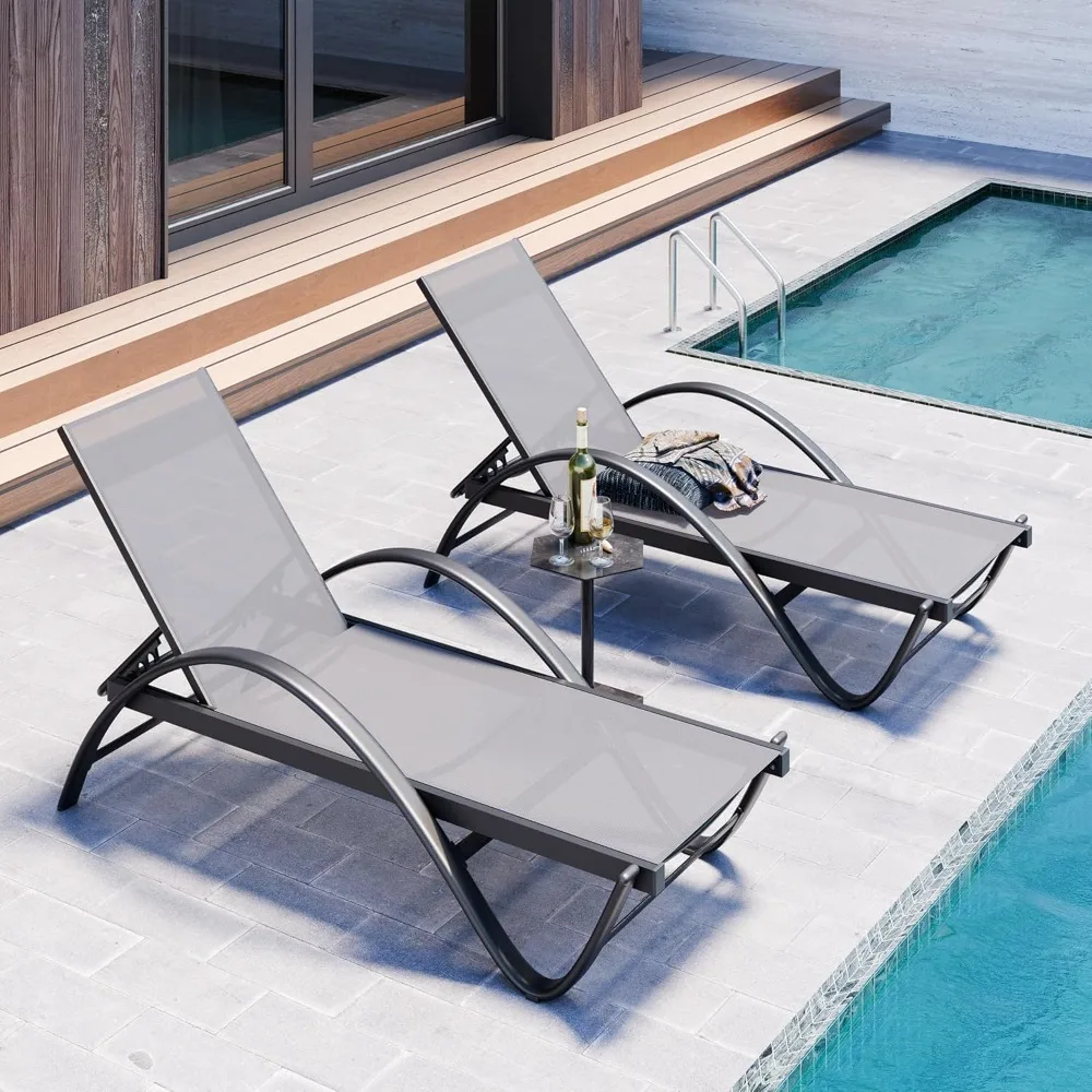 

Lounge Chair for Outside Set of 2, Pool Chaise Lounge with S-Shaped Armrest, Patio Lounge Chairs with Adjustable, Customized