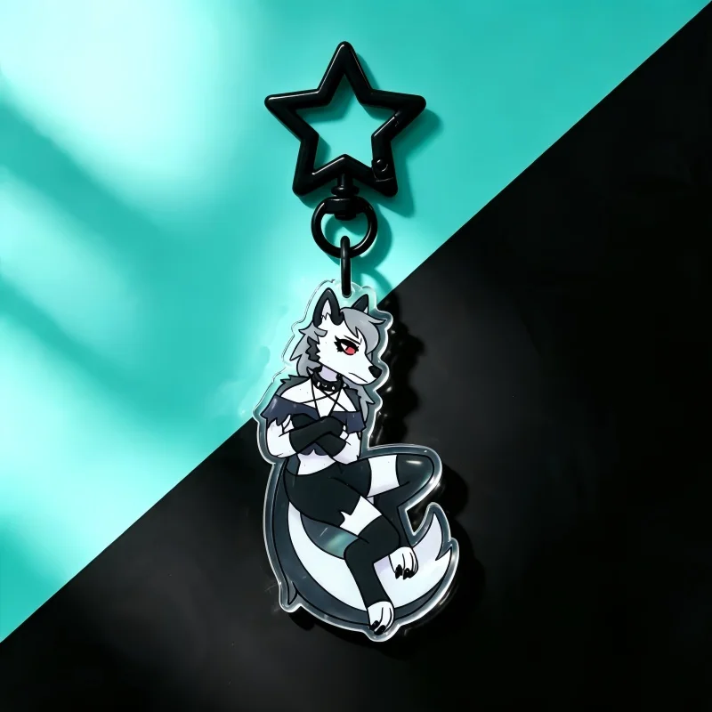 Helluva Boss Loona Hellhound Furry Acrylic Keychain Star Clear Bag Charm Double Sided Anime Pendant Gift For Hazbin Hotel Fans