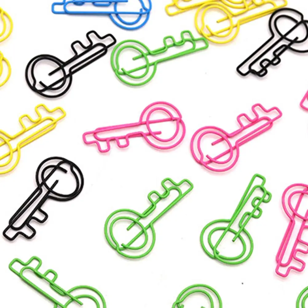 50 قطعة مشابك ورق على شكل مفتاح لطيف سلك المرجعية المعادن مضحك مكتب مخطط ganizer وثيقة ملف عقد ورقة الموسيقى