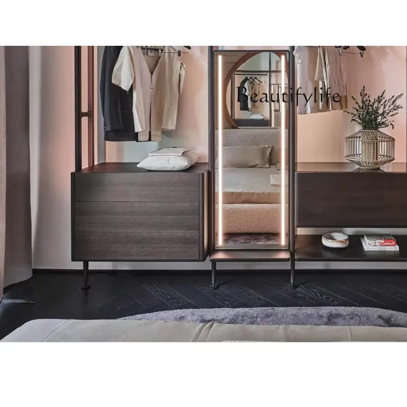 F Pure Solid Wood Italian Minimalist Fully Open Coat Rack System Multi-functional Combination Locker Rack