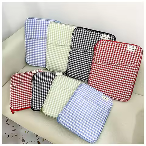 Korean Style Grid Tablet Sleeve Bag 11 13 14 Inch Pouch Case Portable Laptop Bag Notebook Cover for Xiaomi Huawei HP Dell School