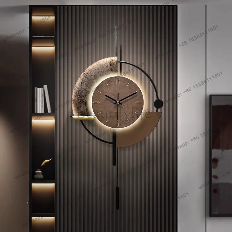 LJY Metal Upgrade Elegant Wall Clock Unique Round Modern Bedroom Digital Clock Luxury Design Nordic Horloge Murale Home Decor It